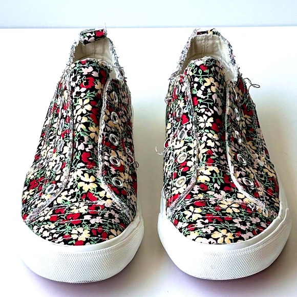 Corky’s Floral Slip on Sneakers Womens Size 9 Babalu Cotton EUC Like New! - Picture 1 of 11